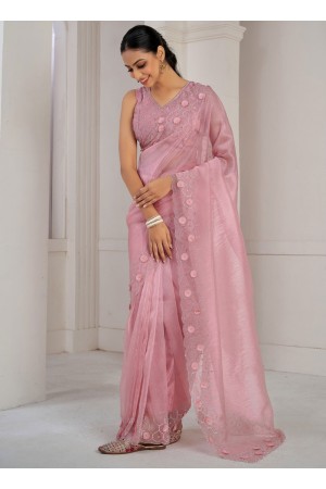 Rose Soft Organza handwork wedding saree with blouse 1033E
