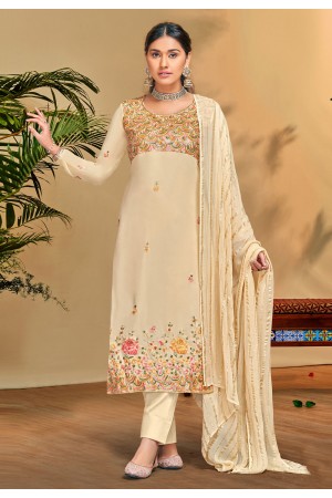 Beige viscose georgette pakistani suit 10116