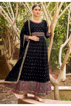 Black georgette abaya style anarkali suit 922