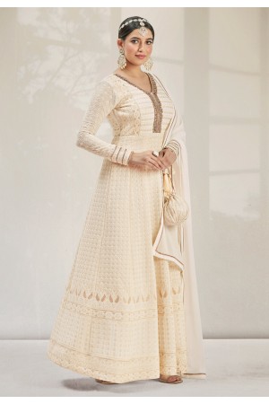 Cream georgette abaya style anarkali suit 2003