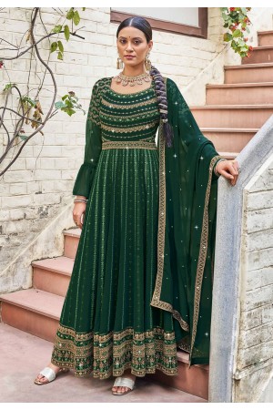 Green georgette abaya style anarkali suit 924