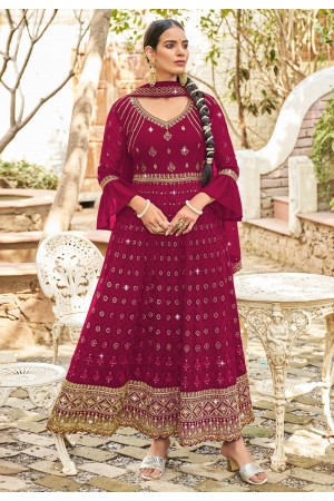 Magenta georgette long anarkali suit 923