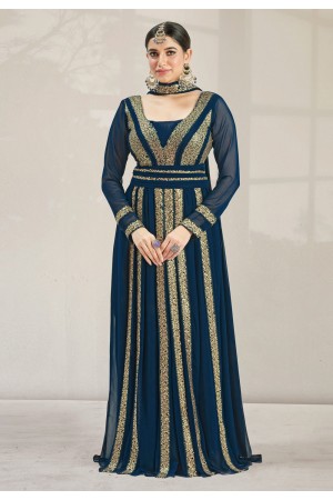 Navy blue georgette long anarkali suit 2004