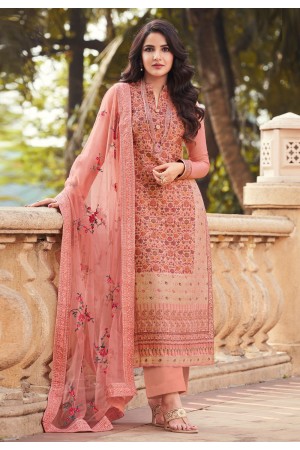 Peach viscose pakistani suit 16072