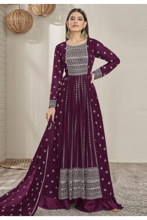 Purple georgette jacket style suit 2002