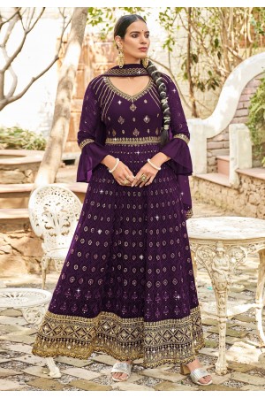 Purple georgette long anarkali suit 925