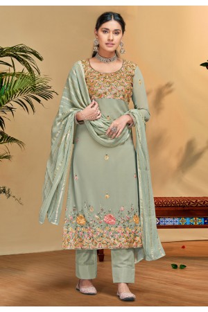 Sea green viscose georgette pakistani suit 10113