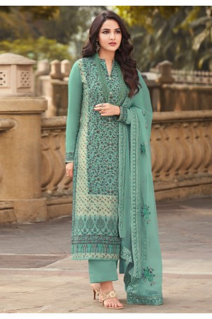 Sea green viscose pakistani suit 16076