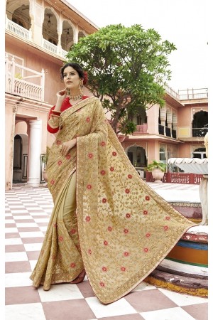 Beige designer Indian party wear saree 35117