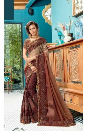 Beige designer fancy party wear saree 48515