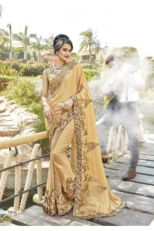 Beige designer fancy party wear saree 75014