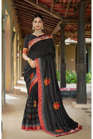 Black designer fancy party wear saree 62012