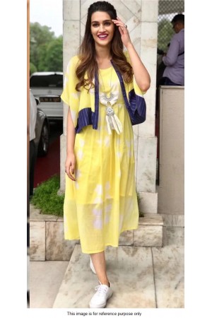 Bollywood Kriti Sanon yellow georgette Kurta