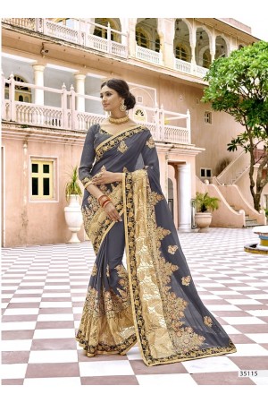 Grey designer Indian party wear saree 35115