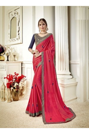 Pink designer fancy party wear saree 3714