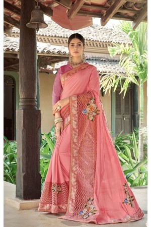 Pink designer fancy party wear saree 62010