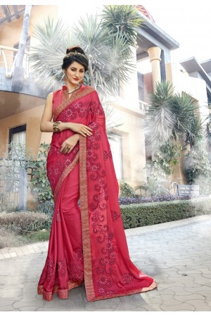 Pink designer fancy party wear saree 75015