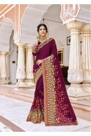 Purple designer Indian party wear saree 35114