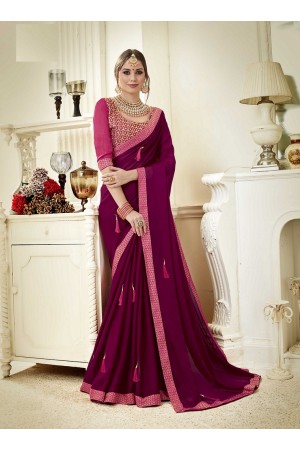 Purple designer fancy party wear saree 3717