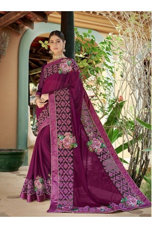 Purple designer fancy party wear saree 62007