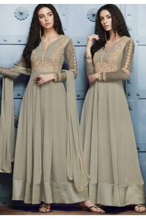 Grey georgette straight cut salwar 1040A