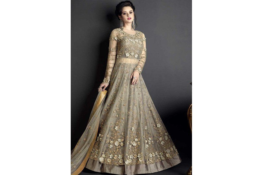 silver colour ghagra