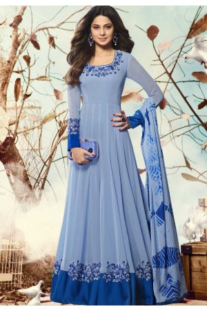 Jennifer Winget blue georgette party wear anarkali 1124