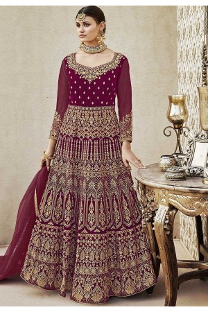 Purple color velvet wedding anarkali 4401