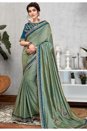 blue weaved silk embroidered party wear saree 11412