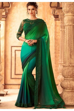 green blue art silk bordered saree 24013