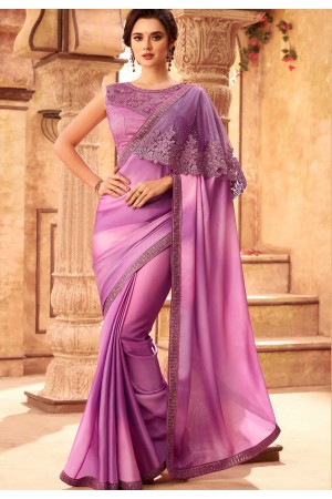 light mauve art silk party wear saree 24005