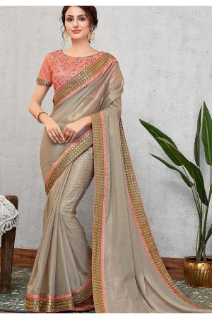 occasional grey silk georgette embroidered saree 11408