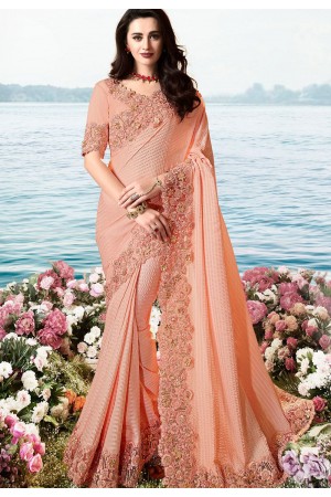 pink art silk heavy embroidered saree 6207