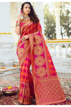 pink art silk traditional saree 10031