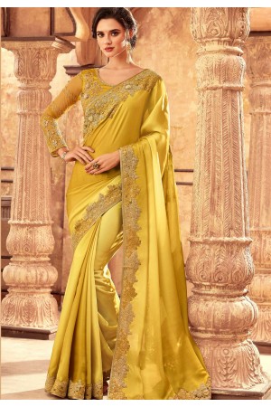 shine yellow art silk bordered saree 24002