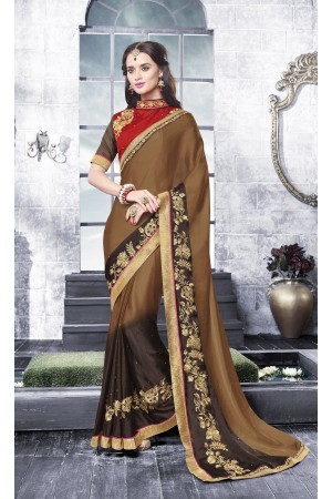 Party-wear-brown-black-color-saree