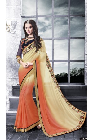 Party-wear-peach-blue-2-color-saree