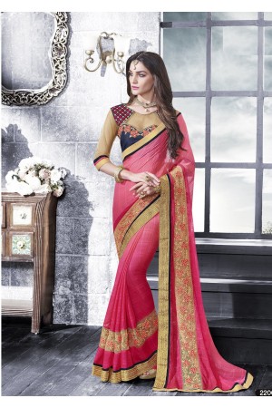 Party-wear-pink-beige-color-saree