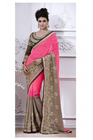 Party-wear-Pink-Grey-color-saree