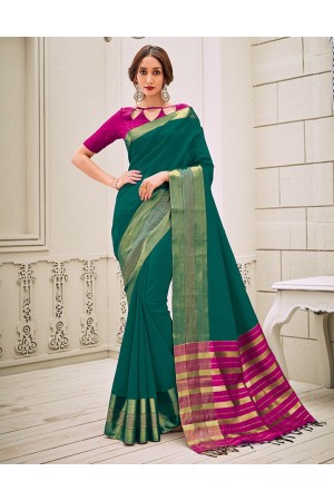 Aamilah Tender Green Festive wear cotton saree