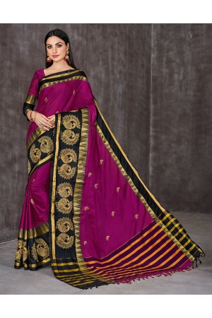 Anaika Mayuri Rosy Pink Festive Wear Cotton Saree