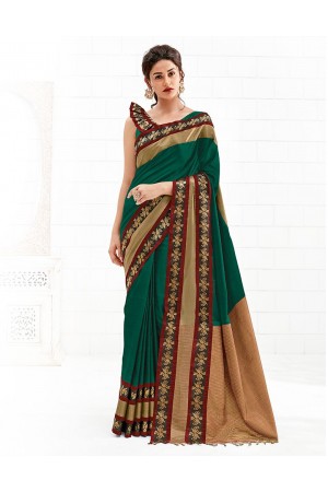 Chaitra Tender Green Festive Wear Cotton Saree