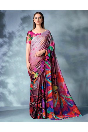 Inara Digital Printed  Blush Magenta Saree