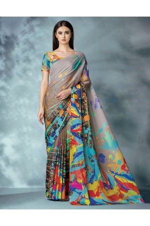 Inara Digital Printed Beige Saree