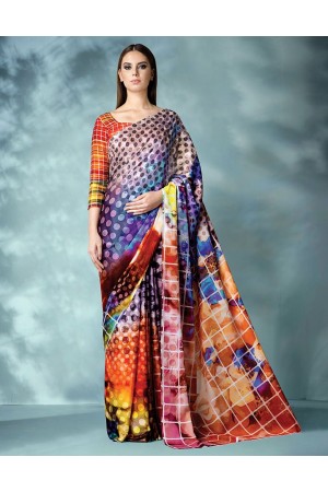 Inara Digital Printed Orange Saree