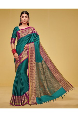 Kanisha Tender Green Cotton Saree