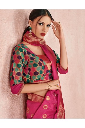 Kaya Fuschia Pink Designer Wear Cotton Saree