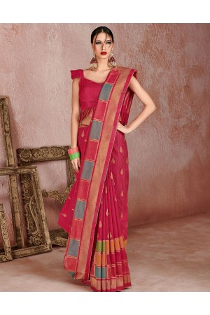 Kaya Jazzy Pink Designer Wear Cotton Saree