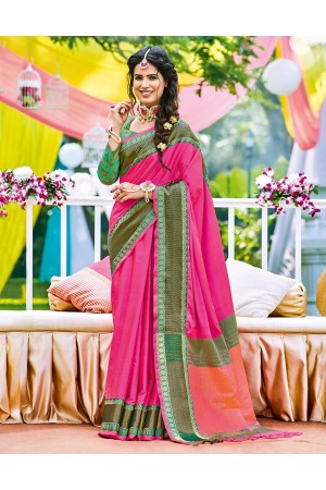 Naazni Blush Pink Wedding Wear Saree