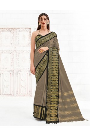 Reemika Duskin Beige Festive Wear Cotton Saree